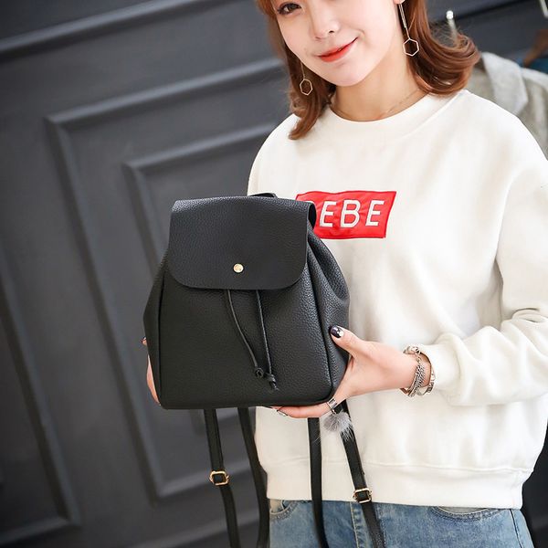 

2020 new fashion new style simple litchi pattern mini backpack pump bucket bag shoulder bag for women