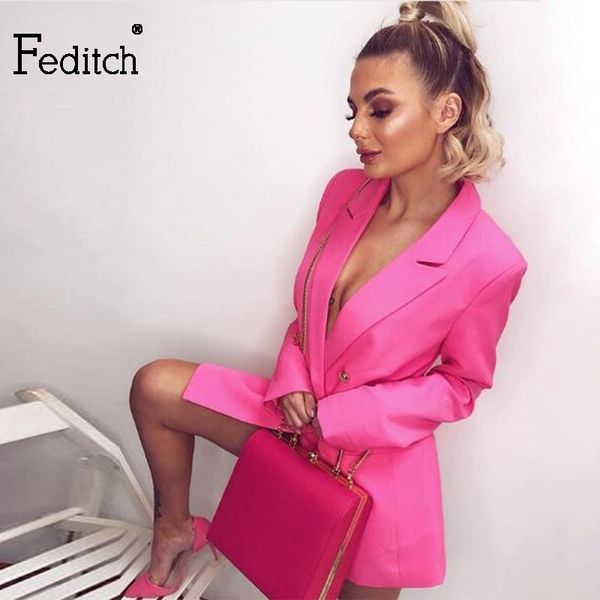 

feditch autumn two piece sets deep v neck office and shorts 2 piece suits women long sleeve elegant formal set, White