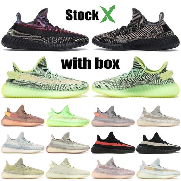 

yeezy 350 v2 adidas yeezys with box yecheil yeshaya black static reflective clay sesame men women running shoes kanye we, Blue;gray