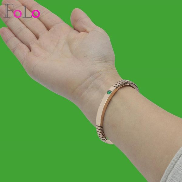 

folo expandable titanium micro paved green stone love bangles men women bracelet for ladies ing, Black