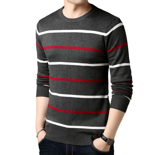 

o-neck pullover men clothing 2018 autumn winter new arrival cashmere wool sweater men casual striped pull, White;black