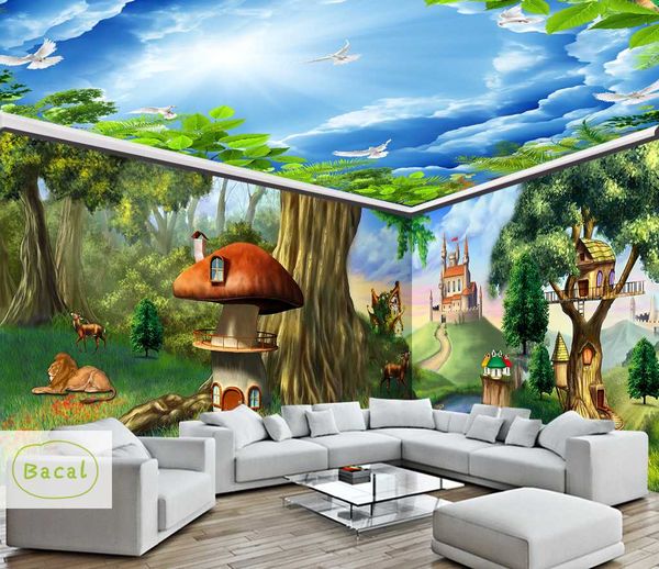 

bacal the mushroom house 3d cartoon ceiling wallpaper murals for kids room kindergarten nursery 3d sky p mural wall paper