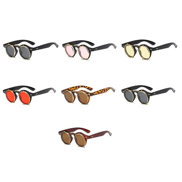 

steampunk round sunglasses cover clear lens sun glasses women men vintage metal, White;black