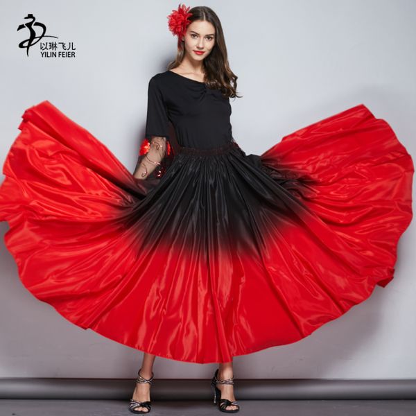 

flamenco dance skirt gypsy skirt robe flamengo enfant spanish dance costumes, Black;red