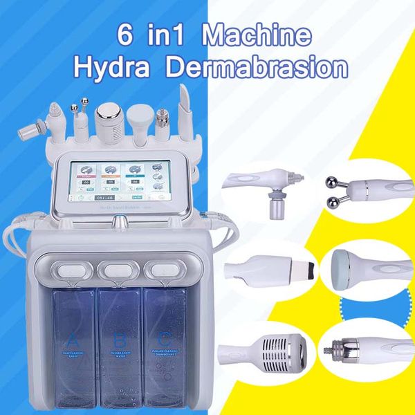 

6in1 H2O2 Hydra Dermabrasion RF Bio Лифт Спа-машина для лица Гидромикродермабразия для лица Машина аква-пиллинг Холодный молоток Кислородный спрей