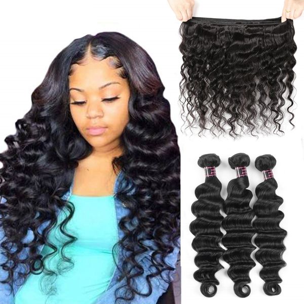 

8-28inch body loose deep human hair bundles 3/4/5pcs peruvian yaki straight virgin human hair extensions water wave virgin hair bundles weft, Black