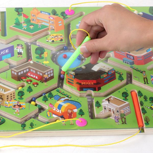 

qzm magnetic pen wielding maze roll-on teaching toys city traffic planetary multi--children's educational