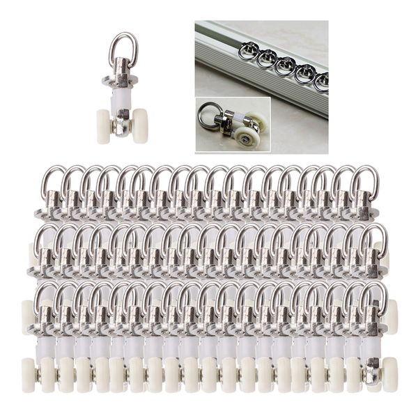 

60 piece alloy curtain track glider rail slide wheels roller 26mm