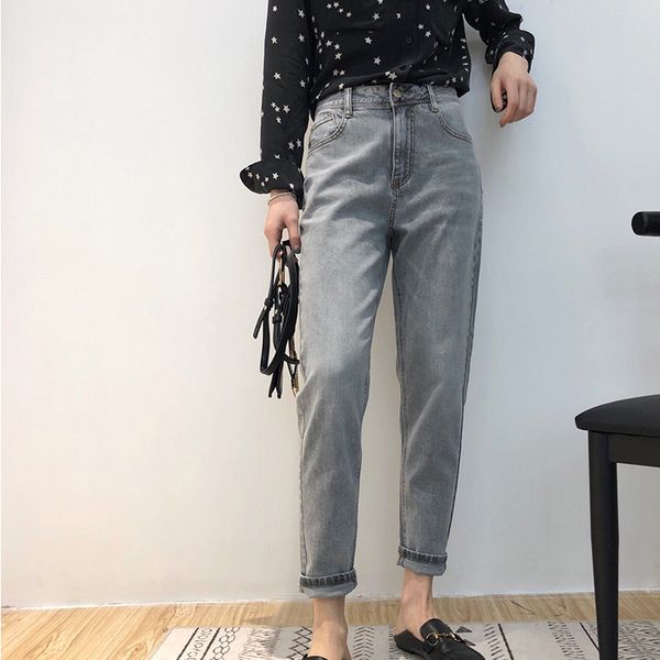 

women's jeans pants spring autumn women's solid high waist jeans women, Blue