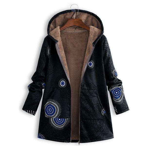 

coat fashion printed hooded sweater womens plush long-sleeved jacket s-5xl hoodie jacket, Black