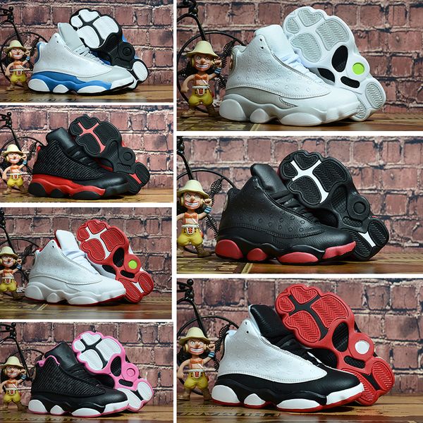 

online sale new 13 kids basketball shoes for boys girls sneakers children boys shoes babys 13s running shoes, Black