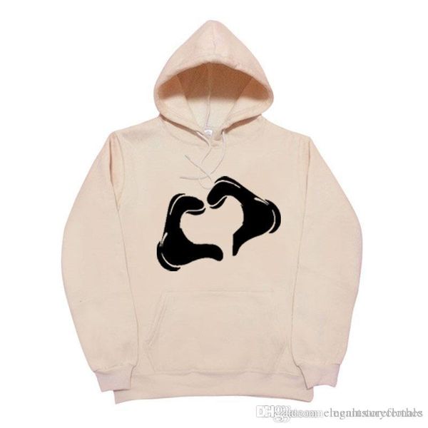 

autumn winter fleece male teenager hoodies harajuku style hands love casual sports sweatshirts, Black