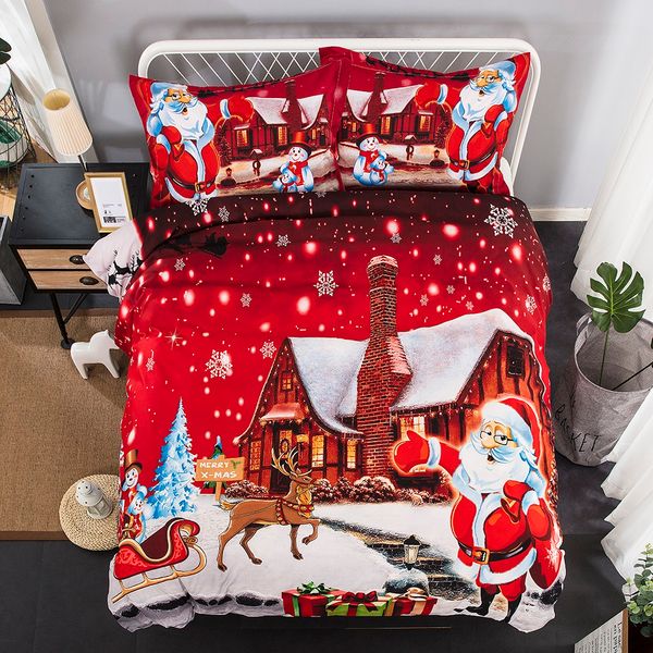 

x-mas christmas santa gift snow winter design twin king  full double pillowcase duvet cover set bedding set