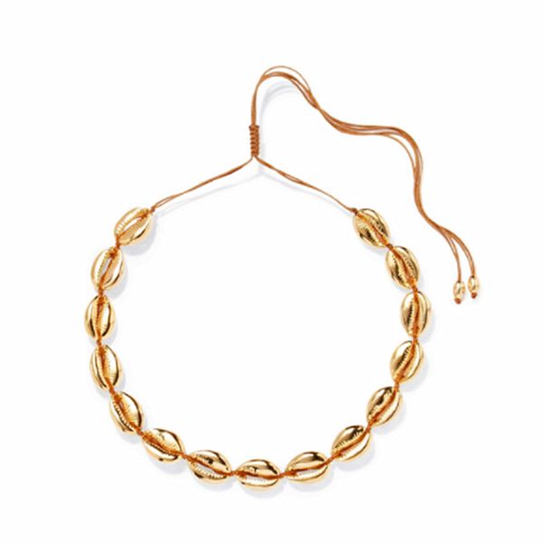

small puka natural shell gold cowrie shell necklace bff boho women friend cowry seashell corrente masculina choker necklace, Golden;silver