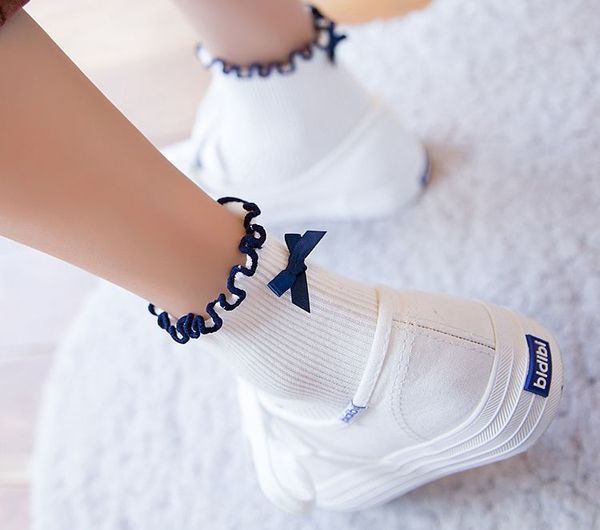 

лето забавный хлопок после каблука ленты лук короткие носки дикий chaussette женский сельдь лодыжки носки цвет белый желтый красное вино, Black;white