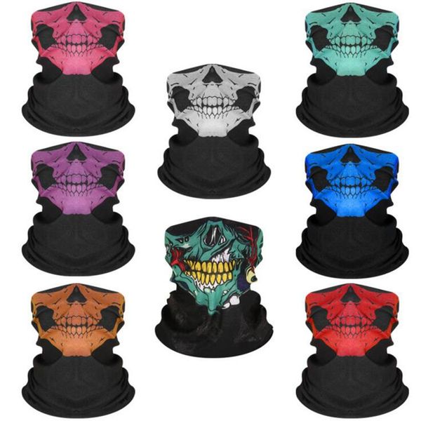 

hip hop skull print headscarf joker print seamless magic hanky outdoor riding sport headband mask fashion tube neck face headscarves cfyz60q
