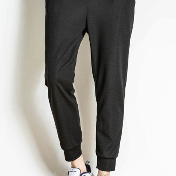 

2020 new summer thin ice silk casual pants men's elastic pants men's loose straight tube trend versatile sports, Black