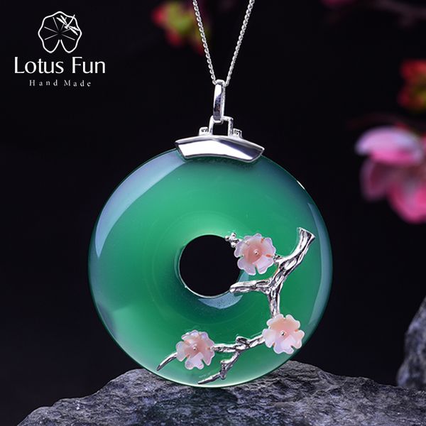 

lotus fun real 925 sterling silver handmade fine jewelry shell plum flower natural gemstones pendant without necklace for women