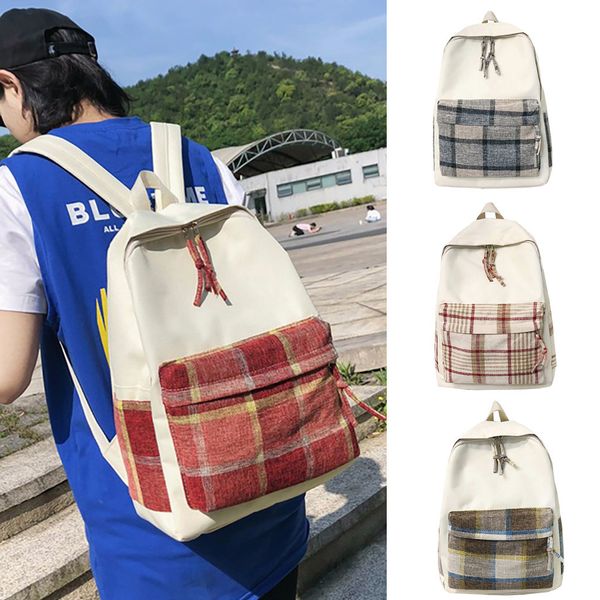 

molave new fashion women's portable backpack casual wild plaid printing backpack for school teenagers girls gq9
