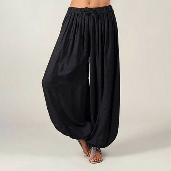 

women pants ali baba aladdin style solid elastic afghan genie hippie loose fashion lady dance casual pants cotton plus size 3xl, Black;white