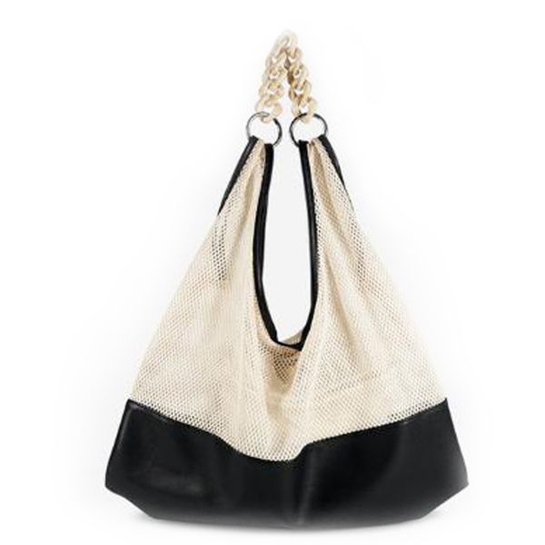 

new summer ladies handbag shoulder bag casual stitching mesh pu beach bag