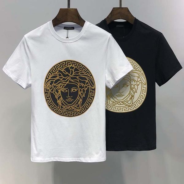 

mens versace мужчины женщины футболка мужские дизайнерские футболки летняя мода повседневная уличная футболка роскошные классические мужские, White