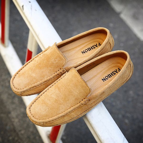 

men's business shoes leather loafers fashion casual shoes size 38-44 simple leisure male flats casual, Black