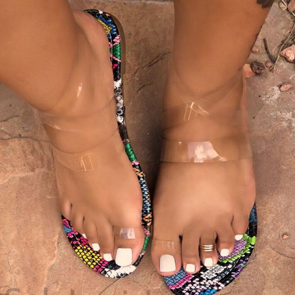 

2020 cross border sandals ladies shoes with transparent strap sandals roman large flat sandal manufacturers wholesale, Black