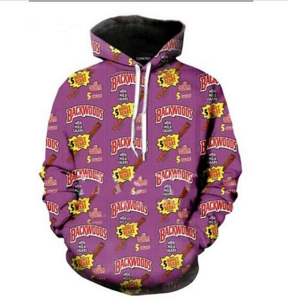 

new fashion men/women backwoods funny 3d sweatshirts hoodies autumn winter casual print hooded pullovers hp04, Black