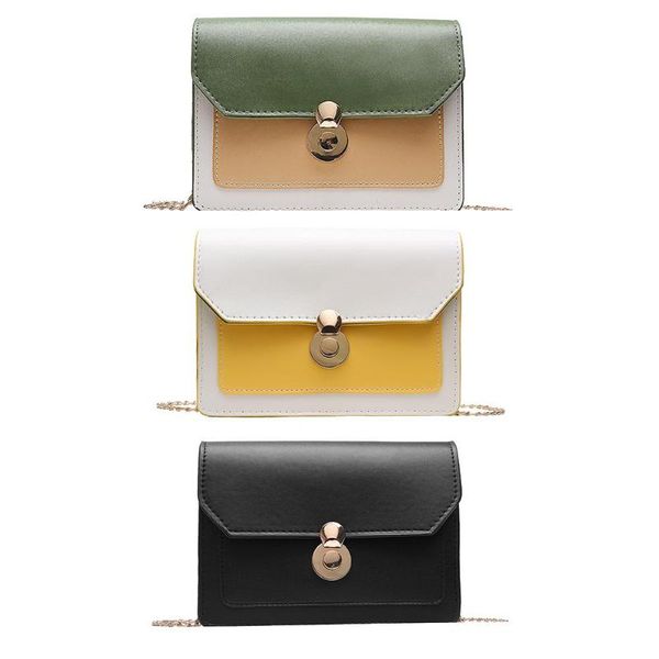 

women pu shoulder messenger bag fashion contrast color cross-body bag