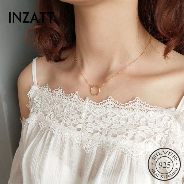 

inzareal 925 sterling silver hollow round choker necklaces minimalist fine jewelry trendy gold color for women accessories