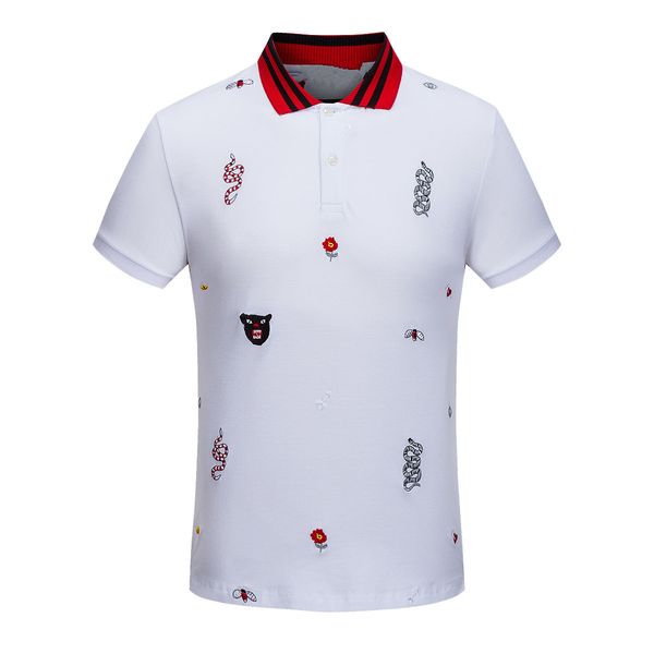 

mens конструктора класса люкс polos summer snake тайгер цветочные вышивки рубашки поло бизнес рубашки бесплатная доставка, White;black