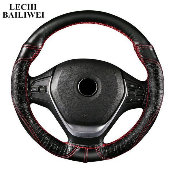 

diy hand-stitched car steering wheel cover 38cm genuine leather anti-slip needle and thread interior accessories