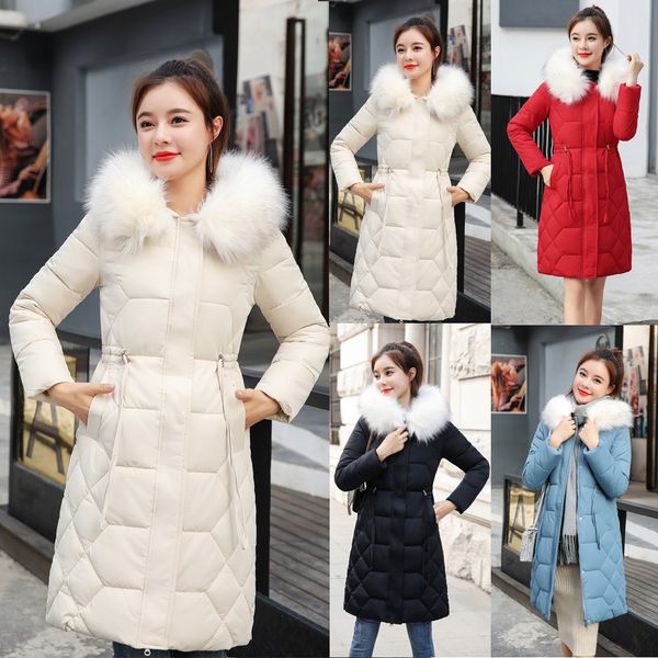 

2019 new coat women winter warm hooded thick faux fur warm slim jacket long overcoat coat korean style outwear plus size f1, Black