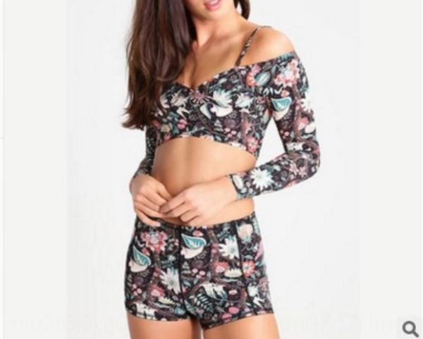 

women's sweet long sleeve bikini split bikini swimsuit boxer pants women's swimsuit, Black