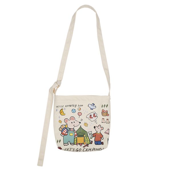 

new original cartoon illustration printed shoulder bag women's reusable shopping bag large capacity messenger bolsa feminina