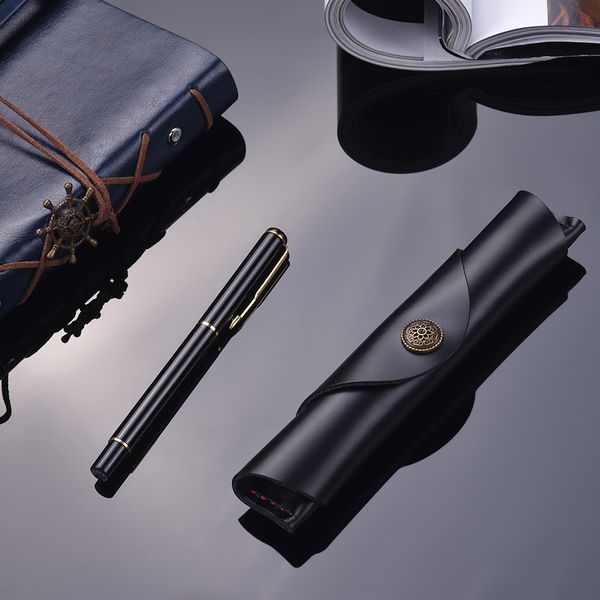 

7 * 1.2''antique leather pen case school bag fountain handmade sleeve bag pouch protector for single pen stylus ballpoint