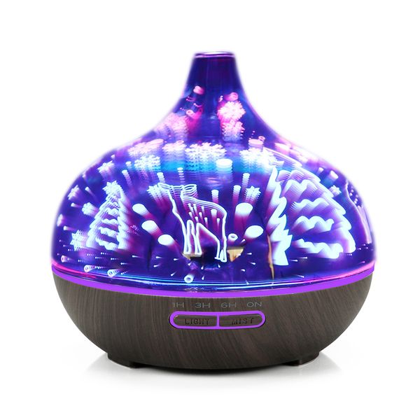 

400ml 3d fireworks led night light air humidifier glass vase shape aroma essential oil diffuser mist maker ultrasonic humidifier 2019new