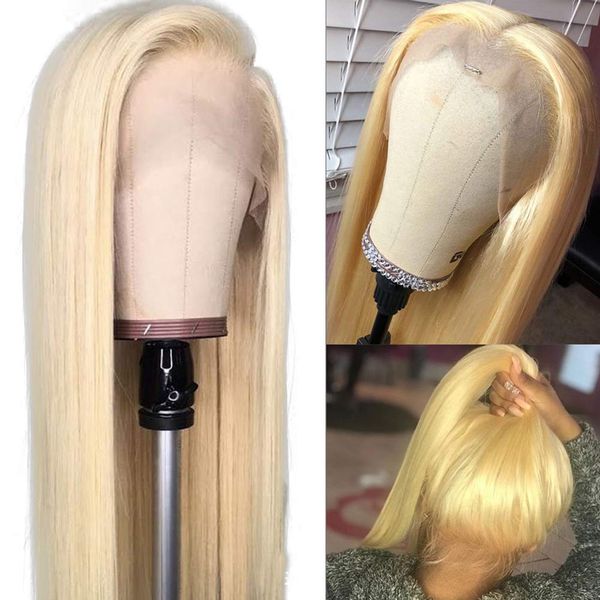 

613 lace front wig pre plucked hair line glueless 150% density 13x4 brazilian straight human hair wigs with baby hair for black women, Black;brown