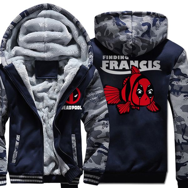 

long sleeve tracksuits camouflage color style hoodies harajuku hipster warm hooded men wool liner thick zipper jacket coats 2019, Black