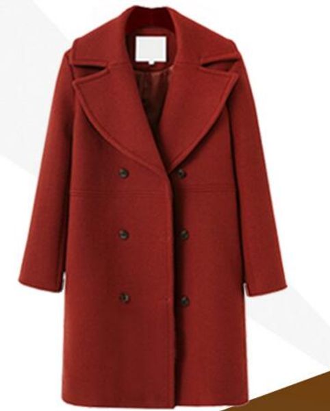 

women's woolen coat in the long windbreaker slim coat female, Black