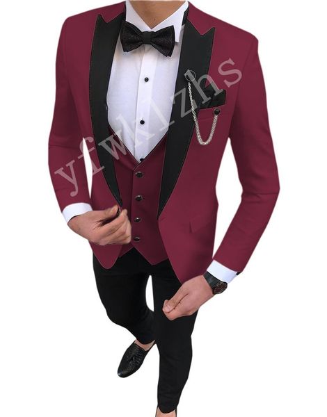 

handsome groomsmen peak lapel groom tuxedos mens wedding dress man jacket blazer prom dinner 3 piece suit(jacket+pants+tie+vest) b397, Black;gray