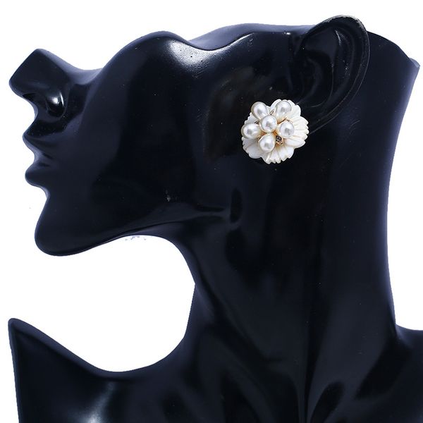 

wholesale- new shell flower pearl earrings sell simple earrings temperament fashion ol earrings female, Golden