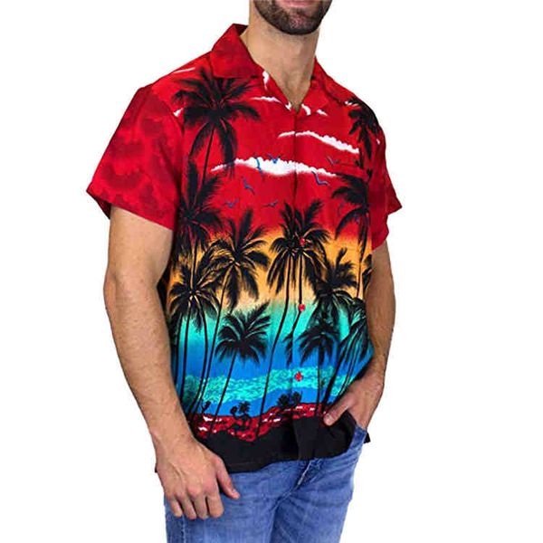 

гавайи бич mens конструктора рубашка лето кокос деревья печатные повседневные короткие рукава однобортный tops, White;black