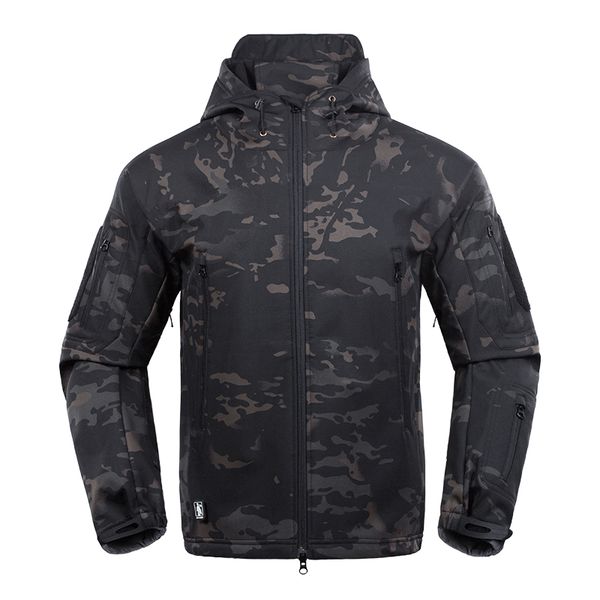 

men us army tactical sharkskin softshell jacket new 2017 brand autumn winter outerwear camouflage fleece jacket coat, Black;brown