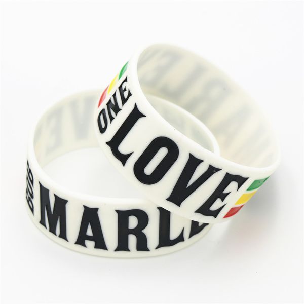 

25pcs 1" wide one love bob marley silicone wristband white rasta jamaica reggae bracelets& bangles for music fans gift sh099, Golden;silver