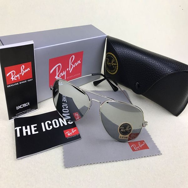 

Brand de igner ray aviator vintage pilot men women 58mm 62mm ban uv400 mirror band mirror gla len ben ungla e with ca e