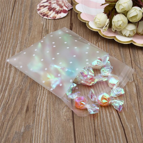

100pcs/set gift packing bag plastic biscuits packaging bread baking supplies white dot candy cookies package party wedding decor