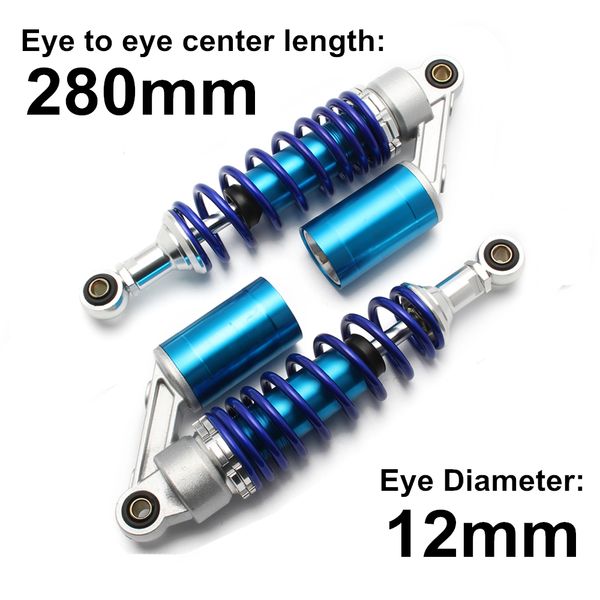 

universal 11" 280mm eye diameter 12mm motorcycle air absorber rear suspension for yamaha motor scooter atv quad dirt bike