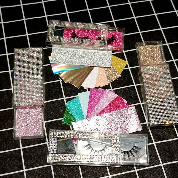 

оптовая продажа ложных ресниц упаковка пустой алмазный футляр коробка bling блеск 3d норки ресницы голографический блеск бумажные коробки